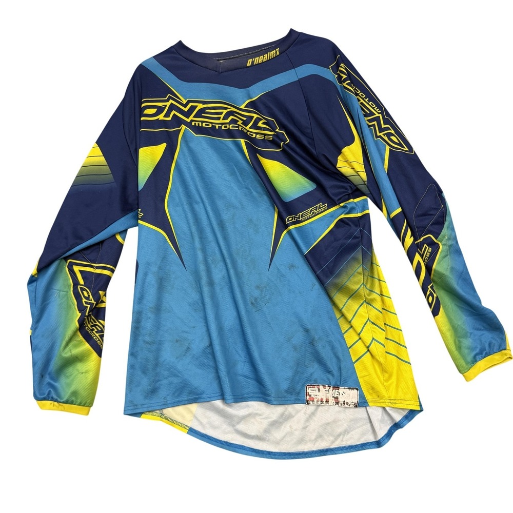 O'Neal Shirt Mens 2XL Blue Yellow Element Long Sleeve Motocross MX Jersey